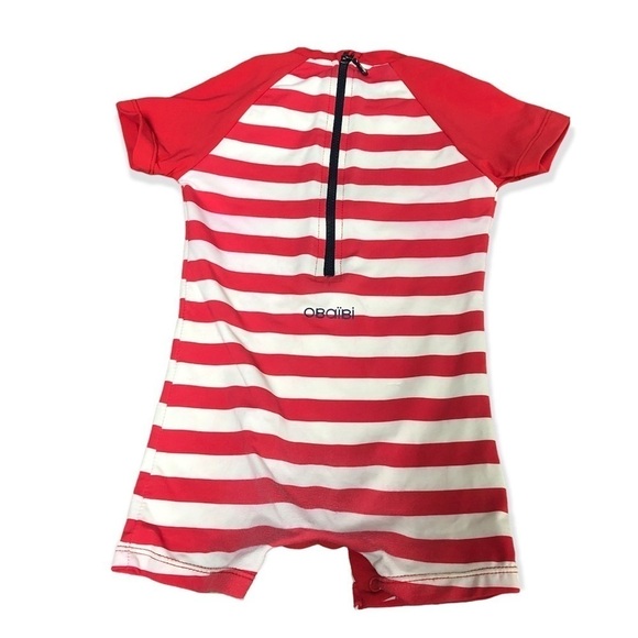 🎉3 For 15$🎉Baby Striped Red And White Swimsuit Size 12 Months - Picture 2 of 8